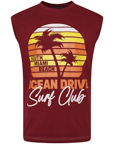 KAM Miami Beach Sleeveless T-Shirt Burgundy